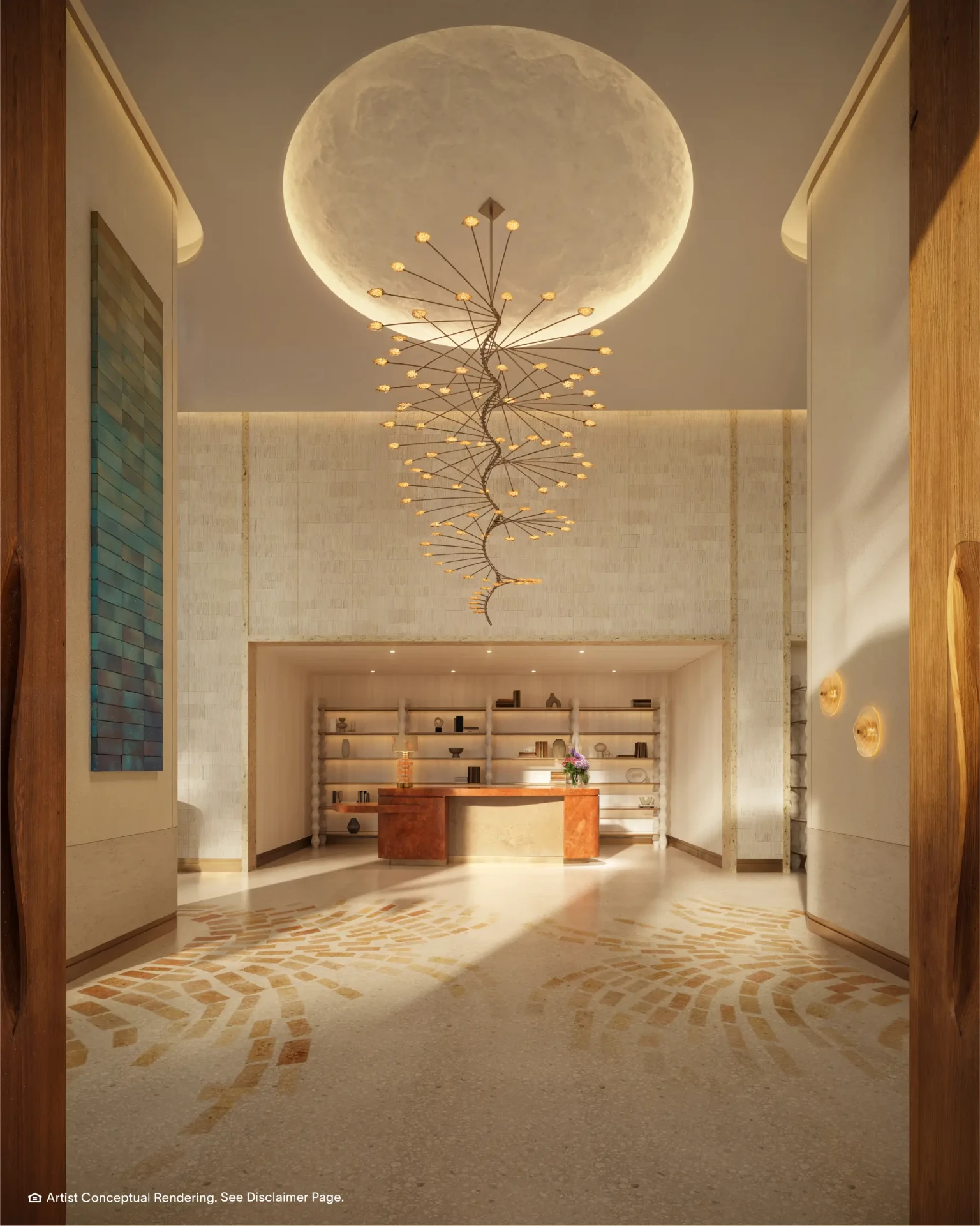 Lobby y recepción de las residencias privadas de la Torre Norte